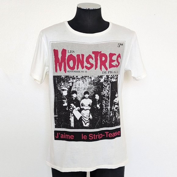 NWT Denim Junkie White Red Graphic Print Cotton T-Shirt - Picture 1 of 6